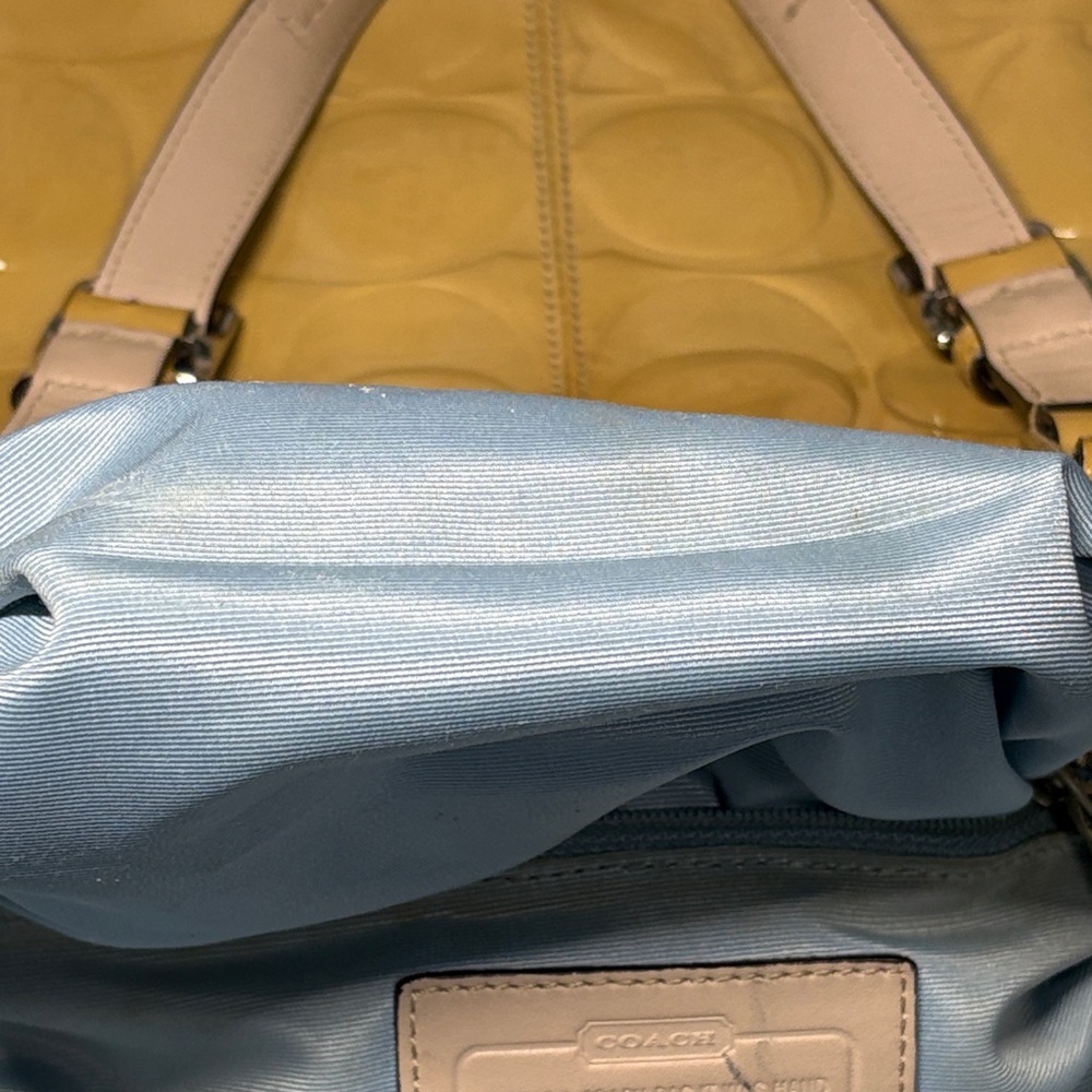 Coach Hampton Gallery Mustard Yellow Embossed Patent Leather Tote F14414 - Picture 14 of 15